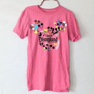 California Disneyland Resort Collage Mickey Ears T-shirt Red New Small